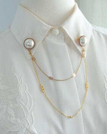 Vintage pearl collar chain brooch