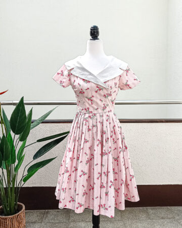 RESERVED 1950s vintage fit & flare circle skirt dress W24", 1950s day dress, New Look dress
