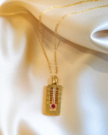 RARE vintage WORKING THERMOMETER necklace, N.O.S West Germany 80s   glass thermometer charm necklace, meteorologist pendant necklace.
