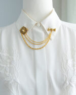 broche doble perla lazo camisa