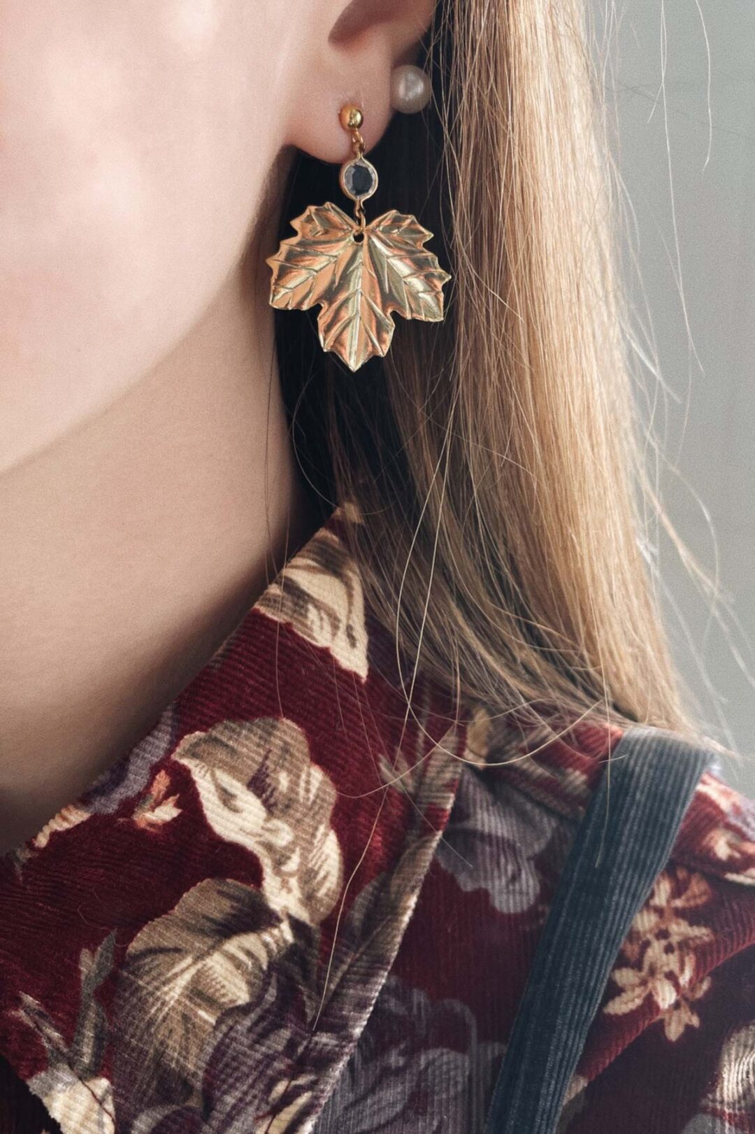 Pendientes hoja platanero modelo
